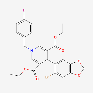 molecular formula C25H23BrFNO6 B11203655 Diethyl 4-(6-bromo-1,3-benzodioxol-5-yl)-1-(4-fluorobenzyl)-1,4-dihydropyridine-3,5-dicarboxylate 