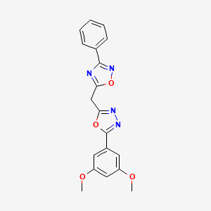 molecular formula C19H16N4O4 B11203698 5-{[5-(3,5-Dimethoxyphenyl)-1,3,4-oxadiazol-2-yl]methyl}-3-phenyl-1,2,4-oxadiazole 