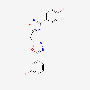 5-{[5-(3-Fluoro-4-methylphenyl)-1,3,4-oxadiazol-2-yl]methyl}-3-(4-fluorophenyl)-1,2,4-oxadiazole