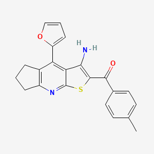 molecular formula C22H18N2O2S B11203708 [3-amino-4-(2-furyl)-6,7-dihydro-5H-cyclopenta[b]thieno[3,2-e]pyridin-2-yl](4-methylphenyl)methanone 