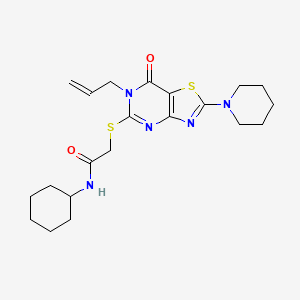 N-cyclohexyl-2-{[7-oxo-2-(piperidin-1-yl)-6-(prop-2-en-1-yl)-6,7-dihydro[1,3]thiazolo[4,5-d]pyrimidin-5-yl]sulfanyl}acetamide