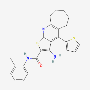 3-amino-N-(2-methylphenyl)-4-(2-thienyl)-6,7,8,9-tetrahydro-5H-cyclohepta[b]thieno[3,2-e]pyridine-2-carboxamide