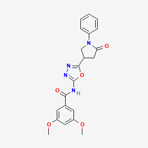 3,5-dimethoxy-N-[5-(5-oxo-1-phenylpyrrolidin-3-yl)-1,3,4-oxadiazol-2-yl]benzamide