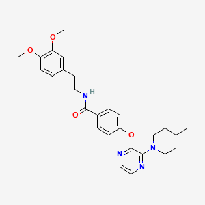 molecular formula C27H32N4O4 B11203761 N-[2-(3,4-dimethoxyphenyl)ethyl]-4-{[3-(4-methylpiperidin-1-yl)pyrazin-2-yl]oxy}benzamide 