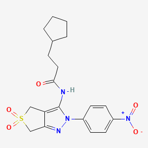 3-cyclopentyl-N-(2-(4-nitrophenyl)-5,5-dioxido-4,6-dihydro-2H-thieno[3,4-c]pyrazol-3-yl)propanamide