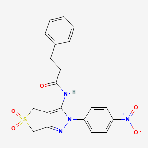 N-(2-(4-nitrophenyl)-5,5-dioxido-4,6-dihydro-2H-thieno[3,4-c]pyrazol-3-yl)-3-phenylpropanamide