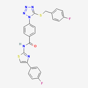 molecular formula C24H16F2N6OS2 B11203823 4-{5-[(4-fluorobenzyl)sulfanyl]-1H-tetrazol-1-yl}-N-[4-(4-fluorophenyl)-1,3-thiazol-2-yl]benzamide 