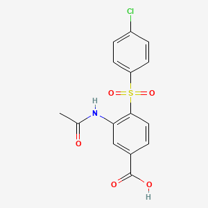 molecular formula C15H12ClNO5S B11203848 3-(Acetylamino)-4-[(4-chlorophenyl)sulfonyl]benzoic acid CAS No. 702669-06-5