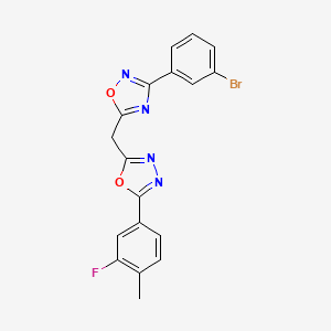 molecular formula C18H12BrFN4O2 B11203885 3-(3-Bromophenyl)-5-{[5-(3-fluoro-4-methylphenyl)-1,3,4-oxadiazol-2-yl]methyl}-1,2,4-oxadiazole 