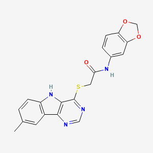 N-(1,3-benzodioxol-5-yl)-2-[(8-methyl-5H-pyrimido[5,4-b]indol-4-yl)sulfanyl]acetamide