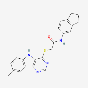 N-(2,3-Dihydro-1H-inden-5-YL)-2-({8-methyl-5H-pyrimido[5,4-B]indol-4-YL}sulfanyl)acetamide