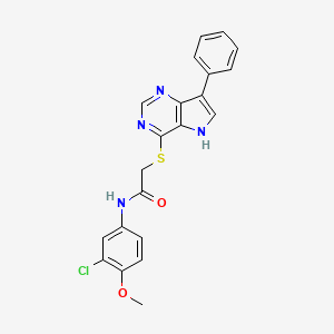 N-(3-Chloro-4-methoxyphenyl)-2-({7-phenyl-5H-pyrrolo[3,2-D]pyrimidin-4-YL}sulfanyl)acetamide