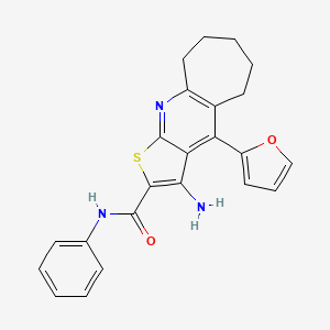 3-amino-4-(2-furyl)-N-phenyl-6,7,8,9-tetrahydro-5H-cyclohepta[b]thieno[3,2-e]pyridine-2-carboxamide