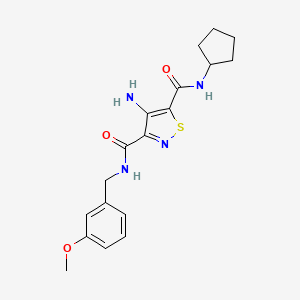 molecular formula C18H22N4O3S B11204056 4-amino-N~5~-cyclopentyl-N~3~-(3-methoxybenzyl)-1,2-thiazole-3,5-dicarboxamide 