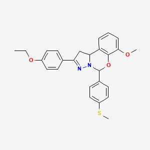 molecular formula C26H26N2O3S B11204090 2-(4-Ethoxyphenyl)-7-methoxy-5-[4-(methylsulfanyl)phenyl]-1,10b-dihydropyrazolo[1,5-c][1,3]benzoxazine 