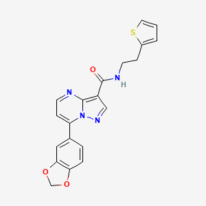 molecular formula C20H16N4O3S B11204096 7-(1,3-benzodioxol-5-yl)-N-[2-(2-thienyl)ethyl]pyrazolo[1,5-a]pyrimidine-3-carboxamide 