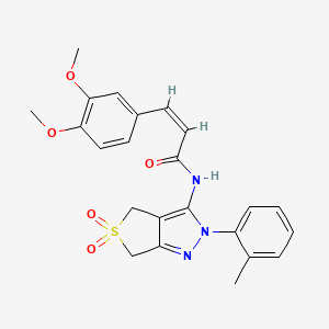 (2Z)-3-(3,4-dimethoxyphenyl)-N-[2-(2-methylphenyl)-5,5-dioxido-2,6-dihydro-4H-thieno[3,4-c]pyrazol-3-yl]acrylamide