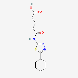 molecular formula C13H19N3O3S B11204143 5-[(5-Cyclohexyl-1,3,4-thiadiazol-2-yl)amino]-5-oxopentanoic acid 