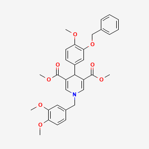 molecular formula C32H33NO8 B11204204 Dimethyl 4-[3-(benzyloxy)-4-methoxyphenyl]-1-(3,4-dimethoxybenzyl)-1,4-dihydropyridine-3,5-dicarboxylate 