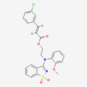 2-[(1,1-dioxido-1,2-benzothiazol-3-yl)(2-methoxyphenyl)amino]ethyl (2E)-3-(3-chlorophenyl)prop-2-enoate