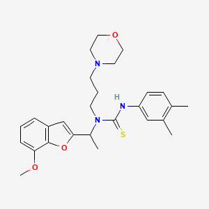 molecular formula C27H35N3O3S B11204283 N'-(3,4-dimethylphenyl)-N-[1-(7-methoxy-1-benzofuran-2-yl)ethyl]-N-(3-morpholin-4-ylpropyl)thiourea 