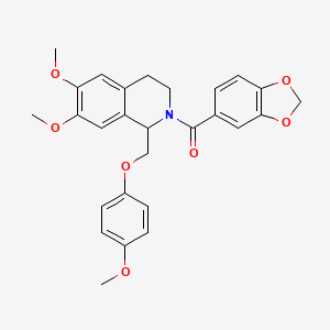 benzo[d][1,3]dioxol-5-yl(6,7-dimethoxy-1-((4-methoxyphenoxy)methyl)-3,4-dihydroisoquinolin-2(1H)-yl)methanone