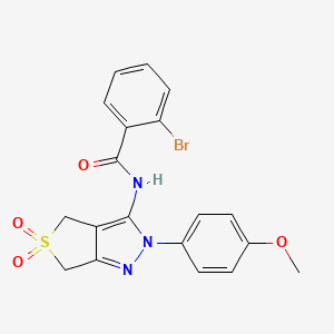 molecular formula C19H16BrN3O4S B11204348 2-bromo-N-(2-(4-methoxyphenyl)-5,5-dioxido-4,6-dihydro-2H-thieno[3,4-c]pyrazol-3-yl)benzamide 