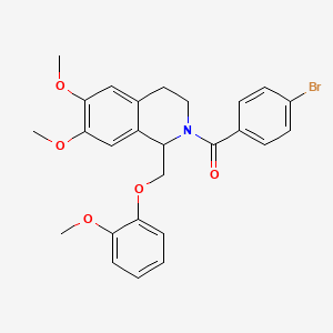 (4-bromophenyl)(6,7-dimethoxy-1-((2-methoxyphenoxy)methyl)-3,4-dihydroisoquinolin-2(1H)-yl)methanone