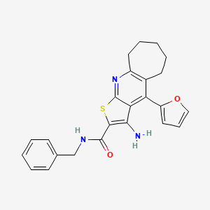 3-amino-N-benzyl-4-(2-furyl)-6,7,8,9-tetrahydro-5H-cyclohepta[b]thieno[3,2-e]pyridine-2-carboxamide