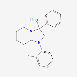 3-Hydroxy-1-(2-methylphenyl)-3-phenyl-2,3,5,6,7,8-hexahydroimidazo[1,2-a]pyridin-1-ium