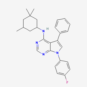 molecular formula C27H29FN4 B11204464 7-(4-fluorophenyl)-5-phenyl-N-(3,3,5-trimethylcyclohexyl)-7H-pyrrolo[2,3-d]pyrimidin-4-amine 