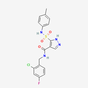 N-(2-chloro-4-fluorobenzyl)-5-(N-(p-tolyl)sulfamoyl)-1H-pyrazole-4-carboxamide