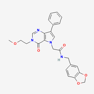 molecular formula C25H24N4O5 B11204484 N-(1,3-benzodioxol-5-ylmethyl)-2-[3-(2-methoxyethyl)-4-oxo-7-phenyl-3,4-dihydro-5H-pyrrolo[3,2-d]pyrimidin-5-yl]acetamide 