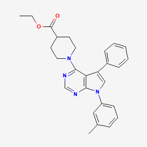 ethyl 1-[7-(3-methylphenyl)-5-phenyl-7H-pyrrolo[2,3-d]pyrimidin-4-yl]piperidine-4-carboxylate