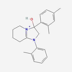 molecular formula C22H27N2O+ B11204582 3-(2,4-Dimethylphenyl)-3-hydroxy-1-(2-methylphenyl)-2,3,5,6,7,8-hexahydroimidazo[1,2-a]pyridin-1-ium 