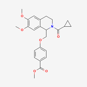 molecular formula C24H27NO6 B11204634 Methyl 4-((2-(cyclopropanecarbonyl)-6,7-dimethoxy-1,2,3,4-tetrahydroisoquinolin-1-yl)methoxy)benzoate 