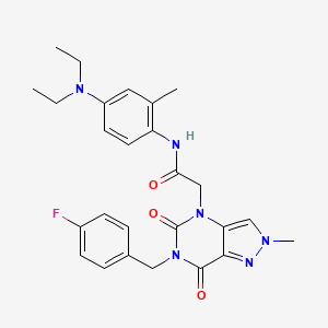 molecular formula C26H29FN6O3 B11204664 3-[(4-fluorobenzoyl)amino]-5-methyl-N-[(1,3,5-trimethyl-1H-pyrazol-4-yl)methyl]-1H-indole-2-carboxamide 