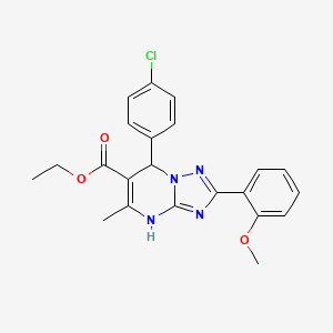 molecular formula C22H21ClN4O3 B11204694 Ethyl 7-(4-chlorophenyl)-2-(2-methoxyphenyl)-5-methyl-4,7-dihydro[1,2,4]triazolo[1,5-a]pyrimidine-6-carboxylate 