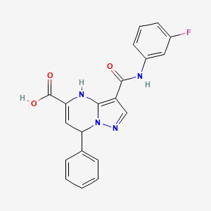 3-[(3-Fluorophenyl)carbamoyl]-7-phenyl-4,7-dihydropyrazolo[1,5-a]pyrimidine-5-carboxylic acid