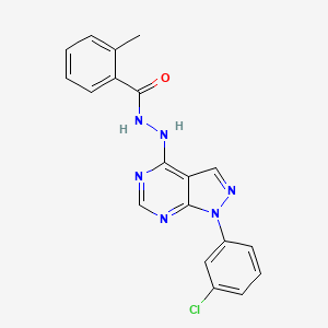 molecular formula C19H15ClN6O B11204782 N'-[1-(3-chlorophenyl)-1H-pyrazolo[3,4-d]pyrimidin-4-yl]-2-methylbenzohydrazide 