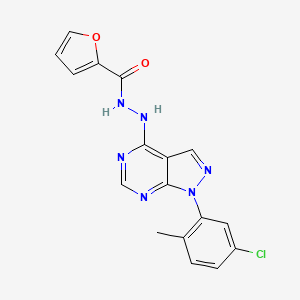 molecular formula C17H13ClN6O2 B11204783 N'-[1-(5-chloro-2-methylphenyl)-1H-pyrazolo[3,4-d]pyrimidin-4-yl]-2-furohydrazide 