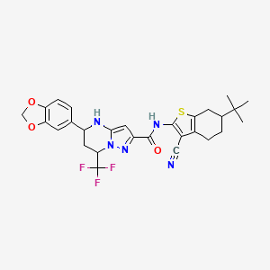 5-(1,3-benzodioxol-5-yl)-N-(6-tert-butyl-3-cyano-4,5,6,7-tetrahydro-1-benzothiophen-2-yl)-7-(trifluoromethyl)-4,5,6,7-tetrahydropyrazolo[1,5-a]pyrimidine-2-carboxamide