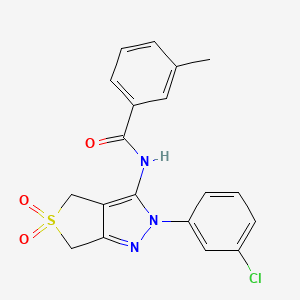 N-(2-(3-chlorophenyl)-5,5-dioxido-4,6-dihydro-2H-thieno[3,4-c]pyrazol-3-yl)-3-methylbenzamide