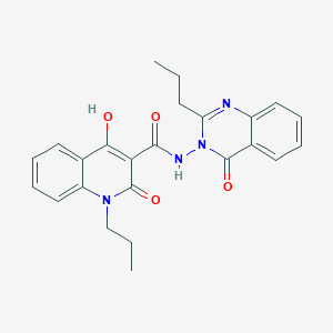 molecular formula C24H24N4O4 B11204872 4-hydroxy-2-oxo-N-(4-oxo-2-propylquinazolin-3(4H)-yl)-1-propyl-1,2-dihydroquinoline-3-carboxamide 