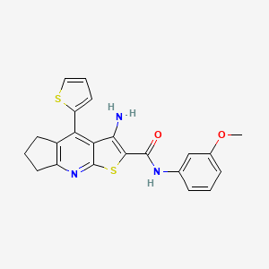 molecular formula C22H19N3O2S2 B11204925 3-Amino-N-(3-methoxyphenyl)-4-(2-thienyl)-6,7-dihydro-5H-cyclopenta[B]thieno[3,2-E]pyridine-2-carboxamide 