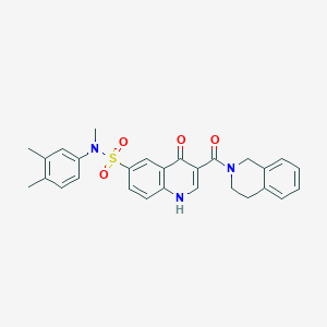 molecular formula C28H27N3O4S B11204951 3-[(3,4-Dihydro-2(1H)-isoquinolinyl)carbonyl]-N-(3,4-dimethylphenyl)-1,4-dihydro-N-methyl-4-oxo-6-quinolinesulfonamide 