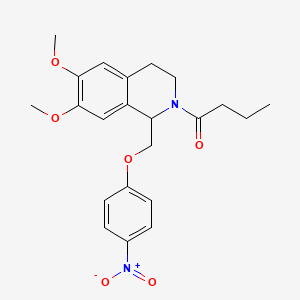 1-(6,7-dimethoxy-1-((4-nitrophenoxy)methyl)-3,4-dihydroisoquinolin-2(1H)-yl)butan-1-one