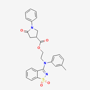 molecular formula C27H25N3O5S B11205061 2-[(1,1-Dioxido-1,2-benzothiazol-3-yl)(3-methylphenyl)amino]ethyl 5-oxo-1-phenylpyrrolidine-3-carboxylate 