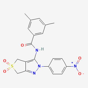 3,5-dimethyl-N-(2-(4-nitrophenyl)-5,5-dioxido-4,6-dihydro-2H-thieno[3,4-c]pyrazol-3-yl)benzamide