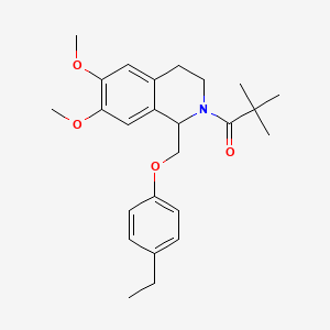 molecular formula C25H33NO4 B11205105 1-(1-((4-ethylphenoxy)methyl)-6,7-dimethoxy-3,4-dihydroisoquinolin-2(1H)-yl)-2,2-dimethylpropan-1-one 